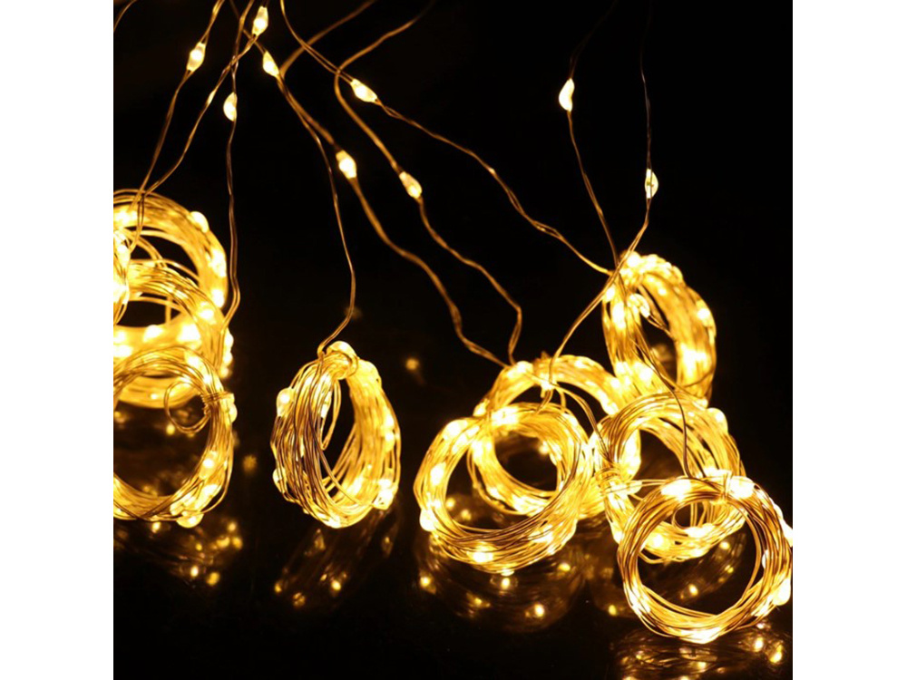 Christmas Curtain, String Wire Fairy Lights, 300 LED, 3x3 m, Warm White (5)