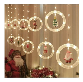 LED Christmas Ring String Lights 3m, 8 Modes, USB Powered, Neutral White