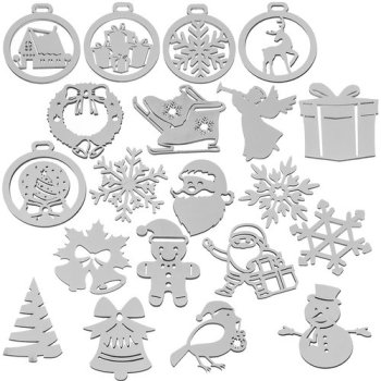 Ruhhy Shatterproof Wooden Christmas Ornaments, 20 pcs, White
