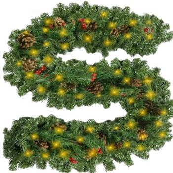 Pre-lit Christmas Garland with LED Lights 2.7m Ruhhy 22322