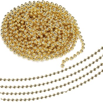 Christmas Tree Beads Garland, Gold Decoration Chain, 5 m