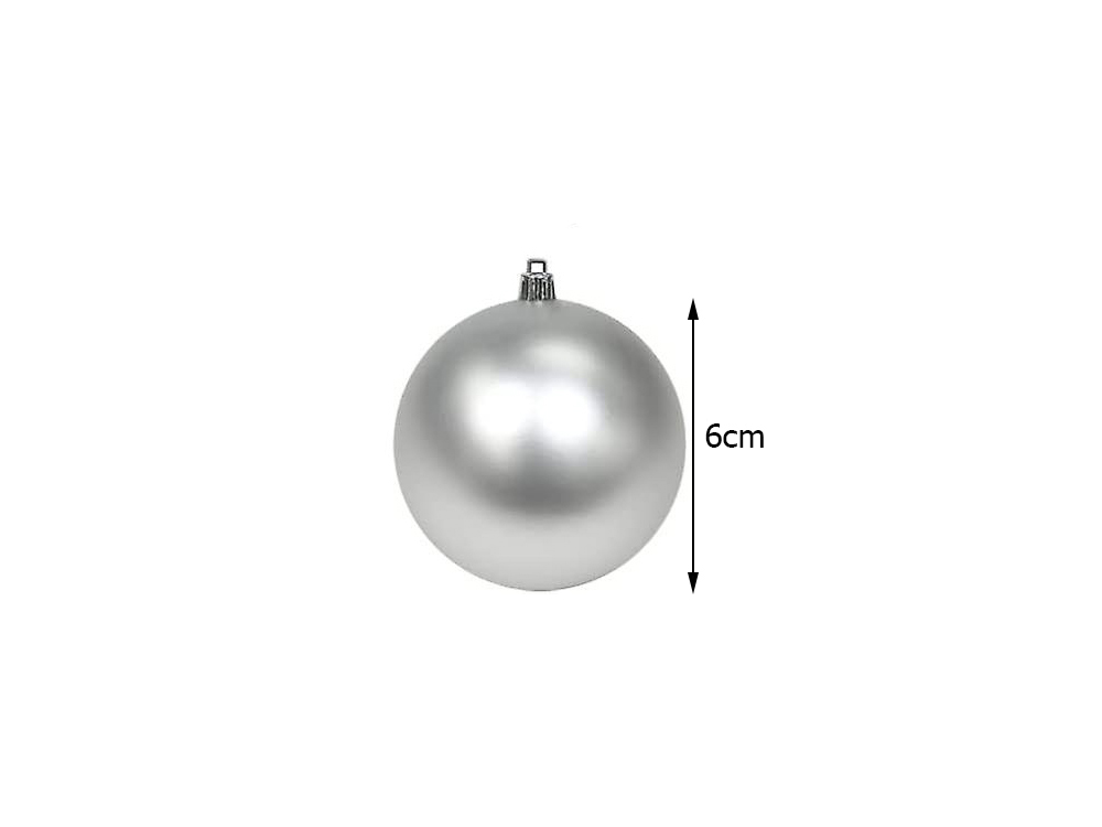 Christmas Tree Baubles, White and Silver, Unbreakable, 36 pcs Set, 6 cm (5)