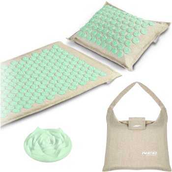 Neo-Sport Acupressure Mat and Pillow Set 190201, Grey-Mint