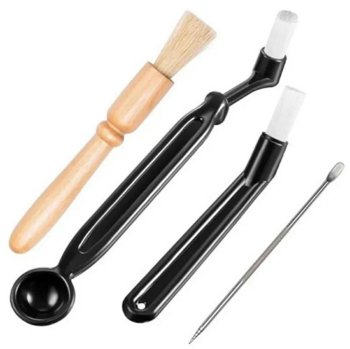 Coffee machine cleaning brush set with latte art spoon
