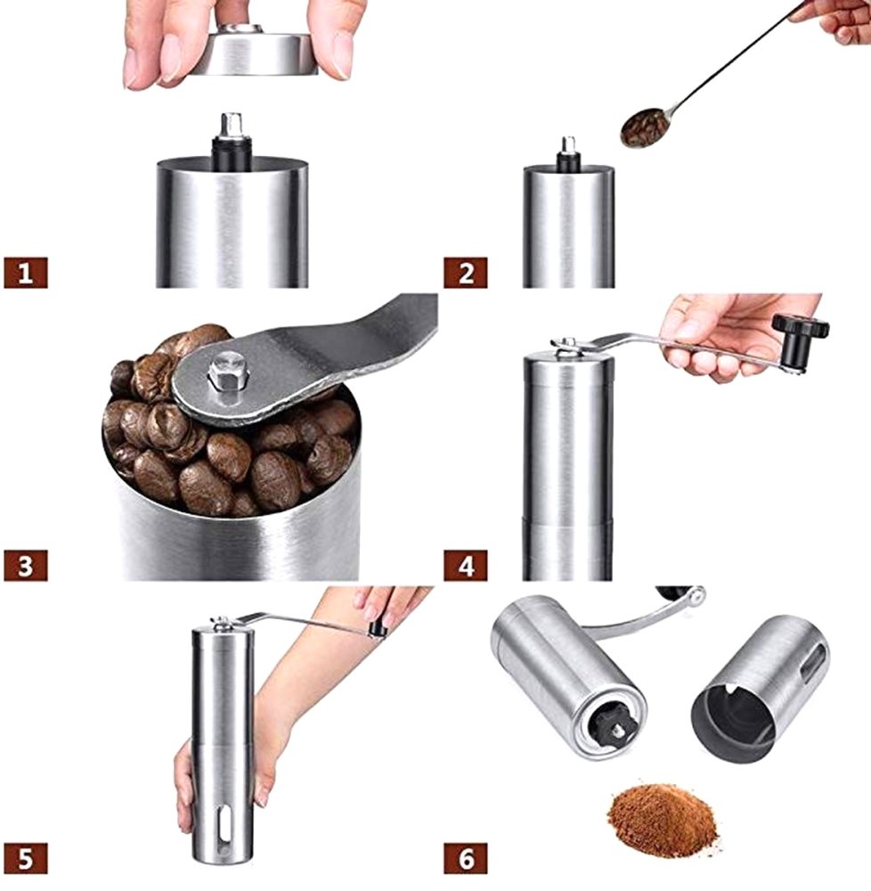 Manual Coffee Grinder with Adjustable Bean Grind Size, Black (4)