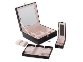Jewelry Case Display Box Storage Organizer With mirror