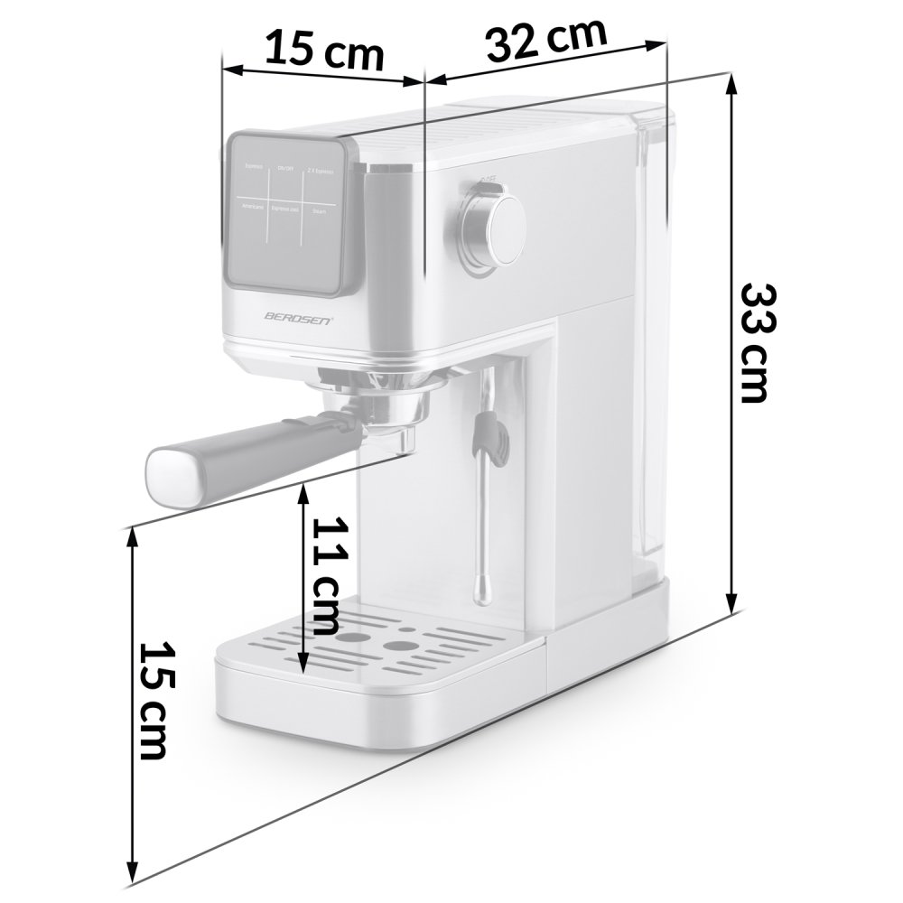Berdsen BD-770 Espresso Machine with Milk Frother, 20 Bar, Silver (2)
