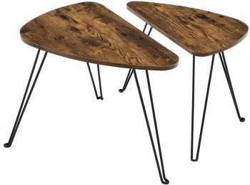 Industrial Nesting Coffee Table Set of 2, Rustic Brown