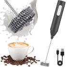 Rechargeable Milk Frother, Handheld Electric Foam Maker with 3 Speeds, black