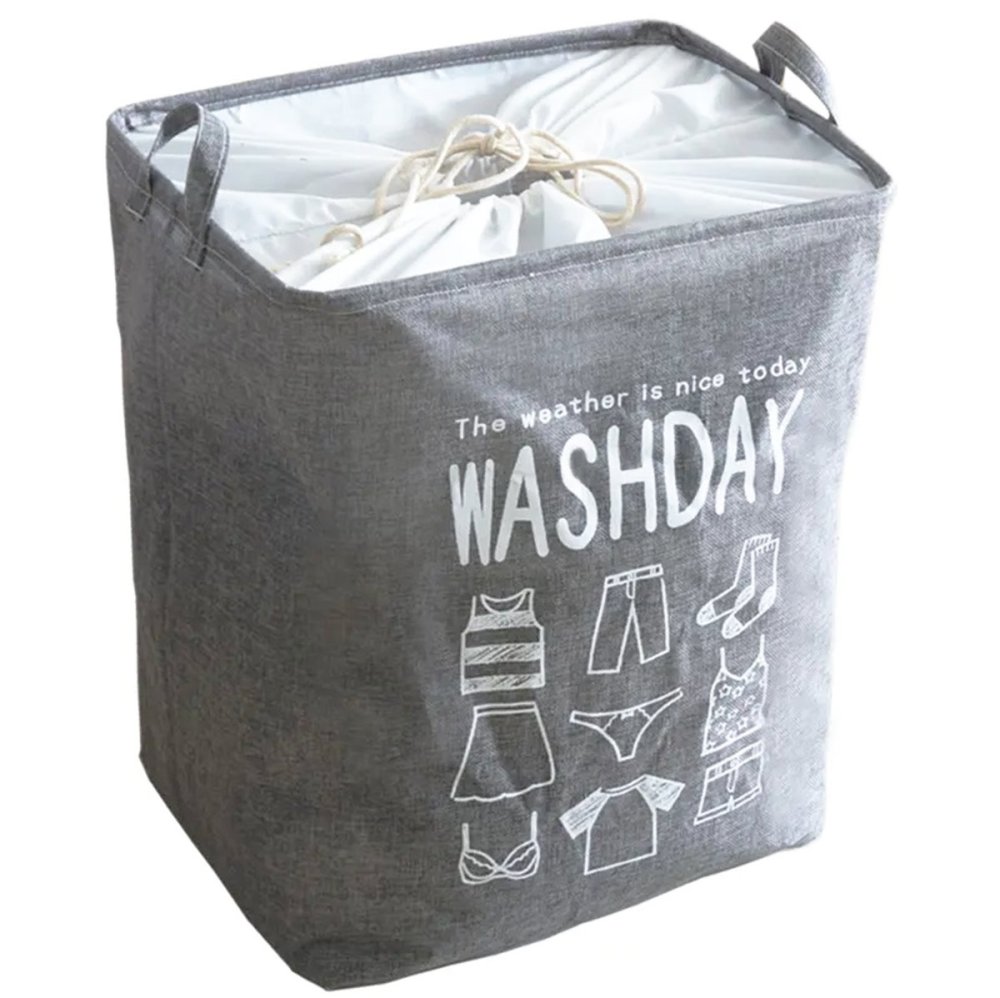 Foldable laundry basket with handles, 70L, grey (0)