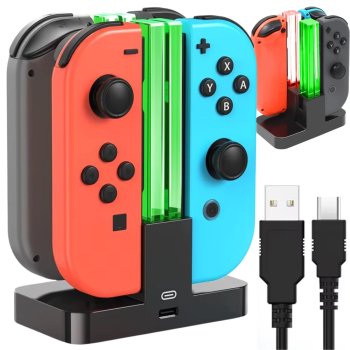 Joy-Con Charging Station for 4 Nintendo Switch Controllers with LED