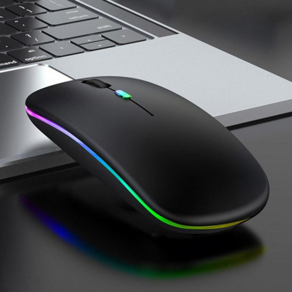 Rechargeable Wireless Mouse with RGB Lighting, Black (2)