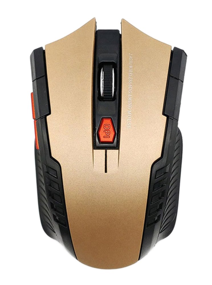Wireless gaming mouse 1600 DPI optical 2.4 GHz with USB receiver, black-gold (0)
