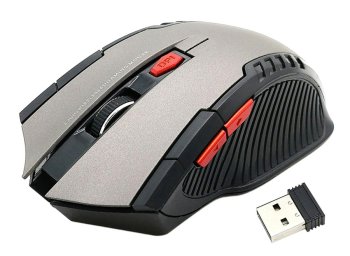 Wireless gaming mouse 1600 DPI 2.4 GHz with USB receiver, black-silver