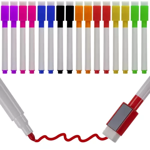 Magnetic Dry Erase Markers with Erasers, Set of 16, 8 Colors Maaleo 21647