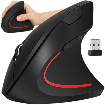 Izoxis 26628 Ergonomic Vertical Wireless Mouse, Black