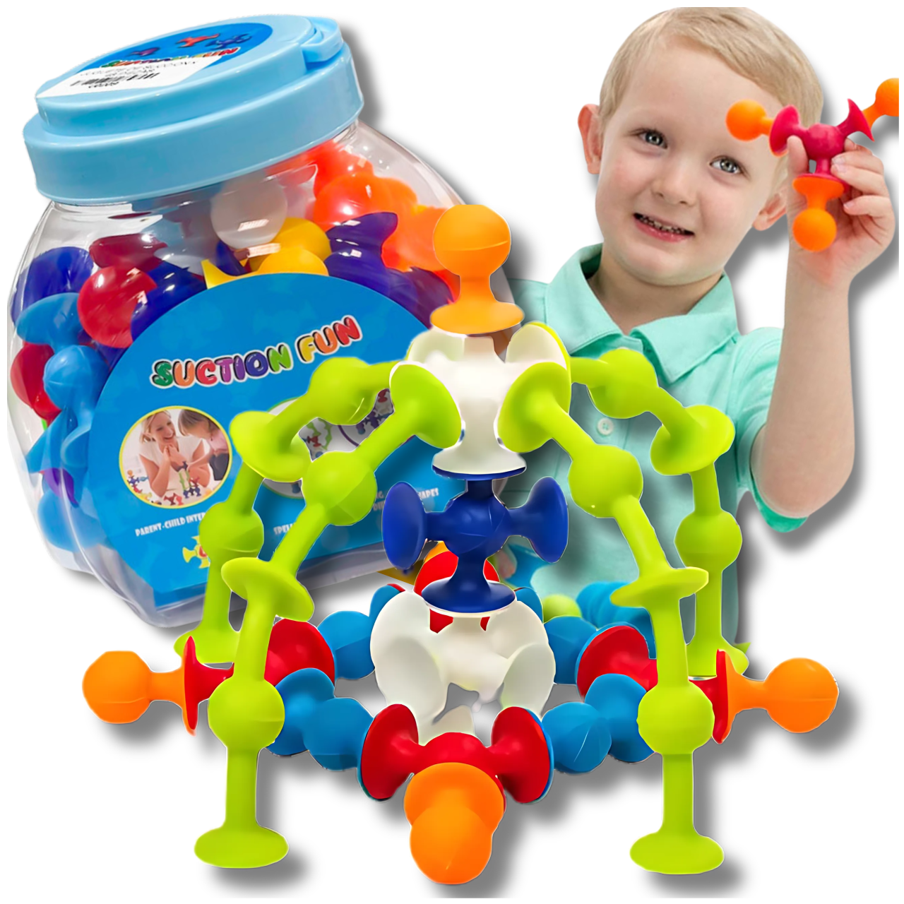 Silicone Construction Blocks With Suction Cups 48 El For Kids Educational