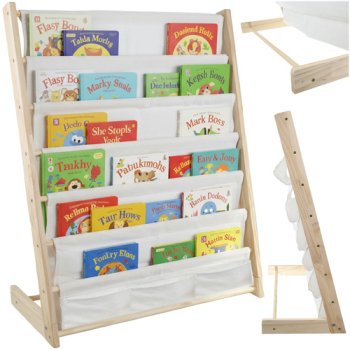 Kruzzel Kids Bookshelf 25809, Montessori Toddler Bookcase with 6 Fabric Shelves