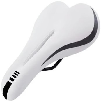 Comfort gel bicycle saddle with anatomical cutout, white