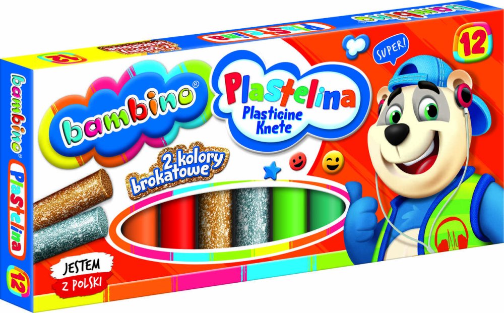 Classic Shiny Plasticine Modelling Clay Bambino, 12 pcs. (1)