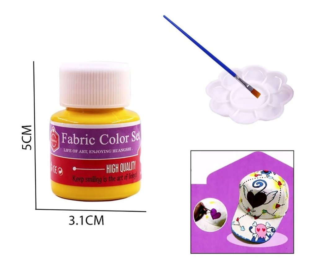 Clothes and Shoe Paints Fabric Dyes, Set of 6 Colours x 25ml + Brush and Painting Palette (4)