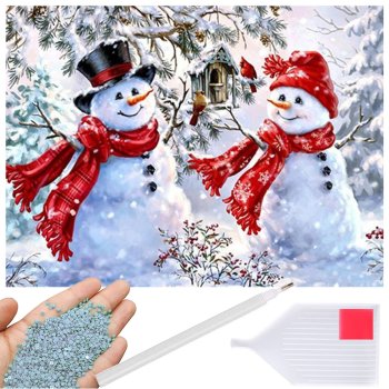 Diamond Embroidery Kit, 5D Mosaic Set, Snowmen