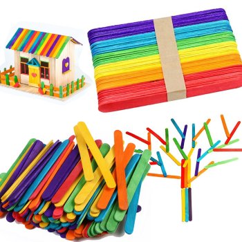 Jumbo Wooden Craft Sticks for DIY Projects 50 pcs, Colored