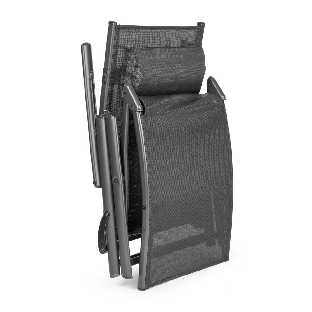 MultiGarden Folding Garden Sun Lounger with Adjustable Backrest, Grey (2)