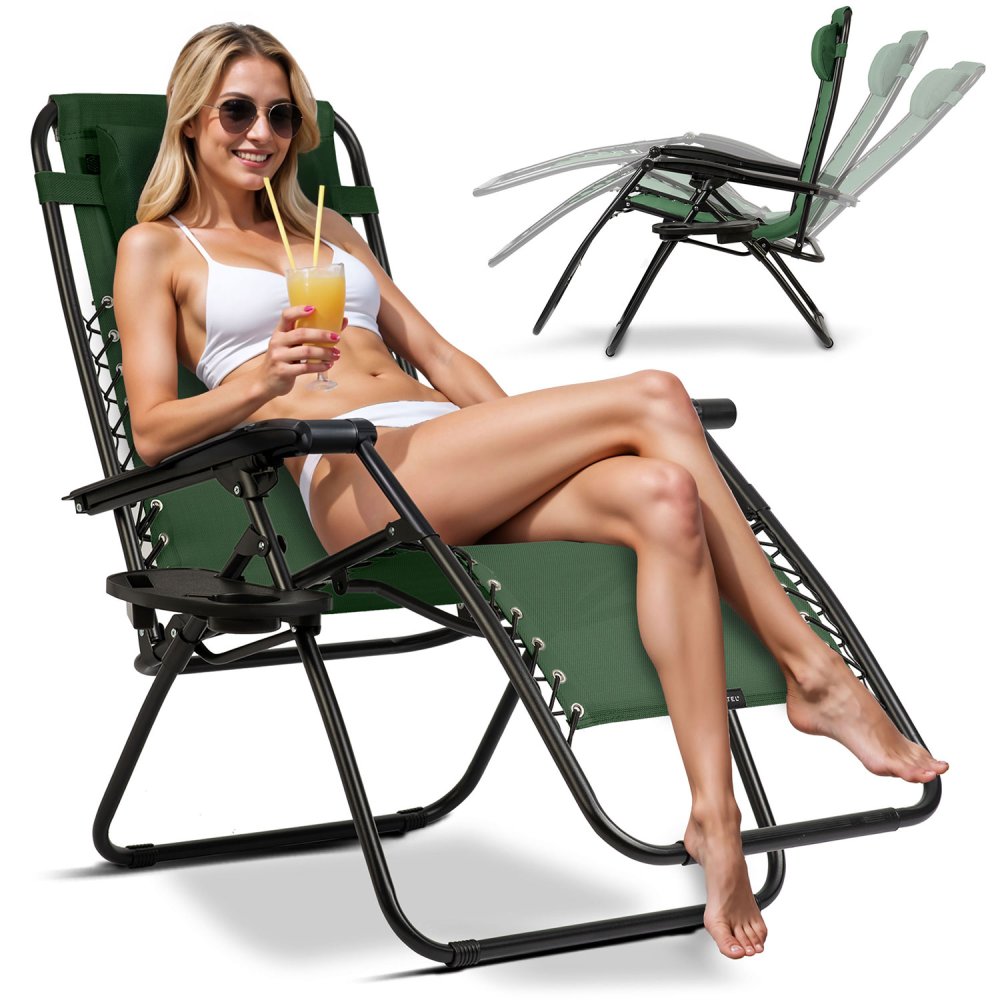 Sofotel ChillWell Folding Garden Lounger with Cushion Set of 2 Green (3)