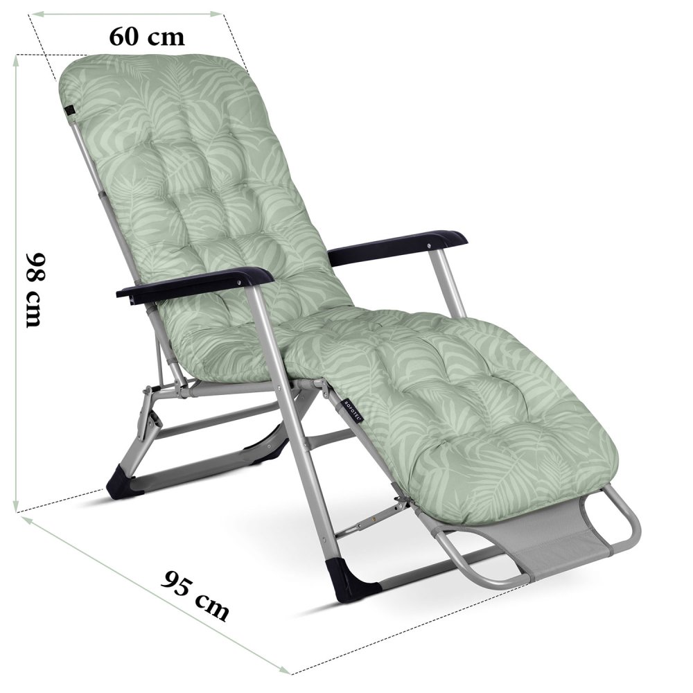Sofotel ChillWell Folding Garden Lounger with Cushion Set of 2 Light Green (2)