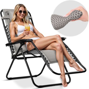 Folding garden lounger with cushion Sofotel ChillWell Soft, grey