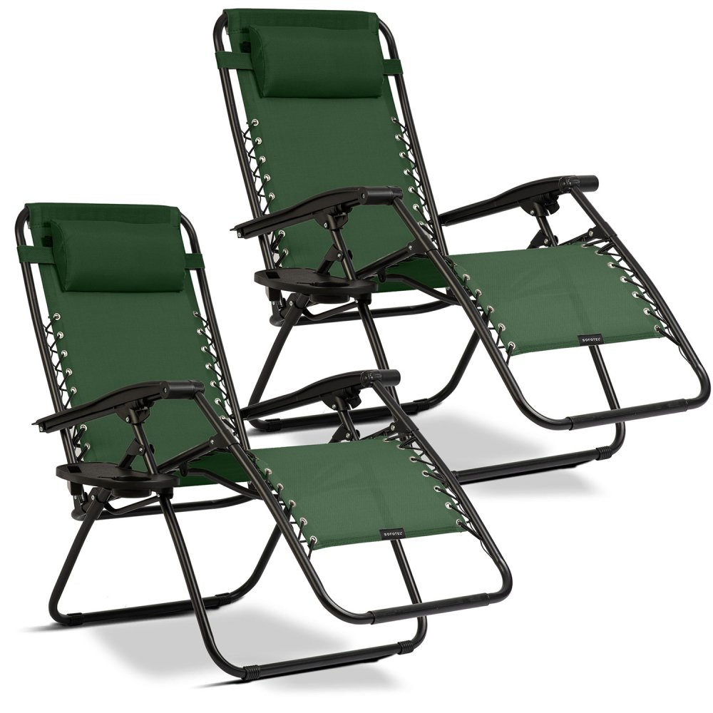 Sofotel ChillWell Folding Garden Lounger with Cushion Set of 2 Green (0)