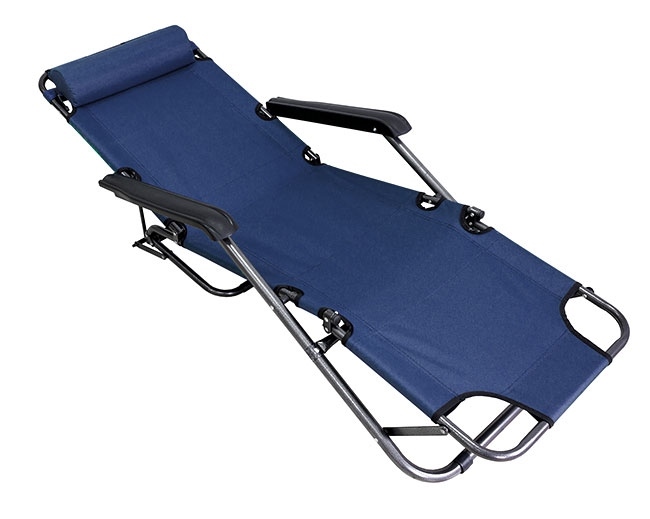 Garden - Beach Deckchair, Sunbathing Lounge, Folding Chair, Dark Blue (1)