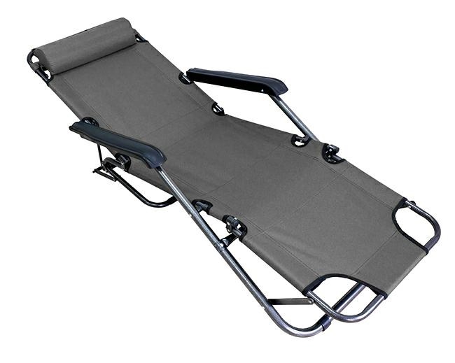 Garden - Beach Deckchair, Sunbathing Lounge, Folding Chair, Gray (1)