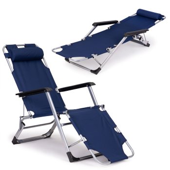 Folding Garden Lounger 2-in-1 Beach Chair MultiGarden, Blue