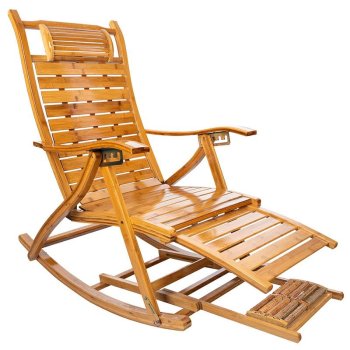 Bamboo Sun Lounge Patio Pool Lounger Rocking Swing Chair Sunbed Recliner