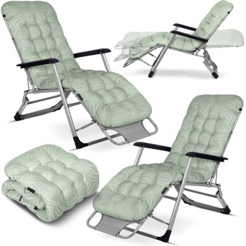 Sofotel ChillWell Folding Garden Lounger with Cushion Set of 2 Light Green
