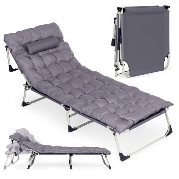 Folding Fishing Bed Chair with Mattress and Pillow MultiGarden, Grey