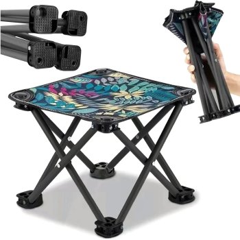 Comfortable Folding Travel Camping Chair Stool, black
