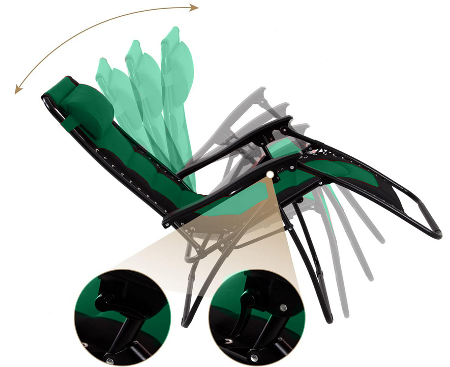 Garden Beach Folding Lounger Chair, Green/Black (9)