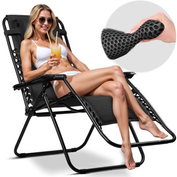 Folding garden lounger with cushion Sofotel ChillWell Soft, black