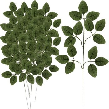 Artificial Rose Leaf Stems for Decoration, 12-Piece Set, Gardlov 22557