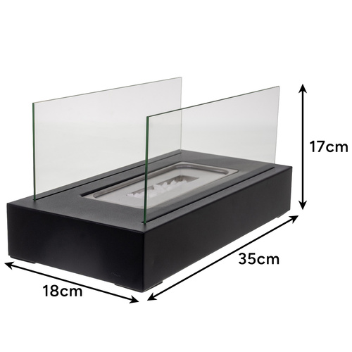 Tabletop Bio Ethanol Fireplace Kaminer 26301, 35x18x16.5 cm, Black (1)