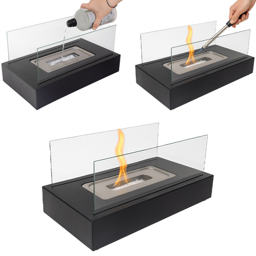 Tabletop Bio Ethanol Fireplace Kaminer 26301, 35x18x16.5 cm, Black (2)