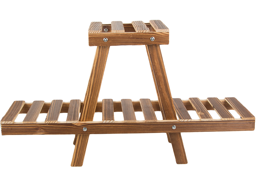 Standing wooden flower pot pots two-tier shelf (2)