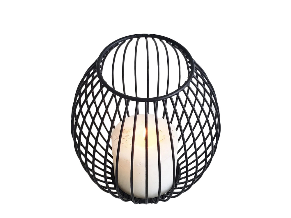 Decorative Metal Cage Candle Holder for Home and Patio, Black (3)