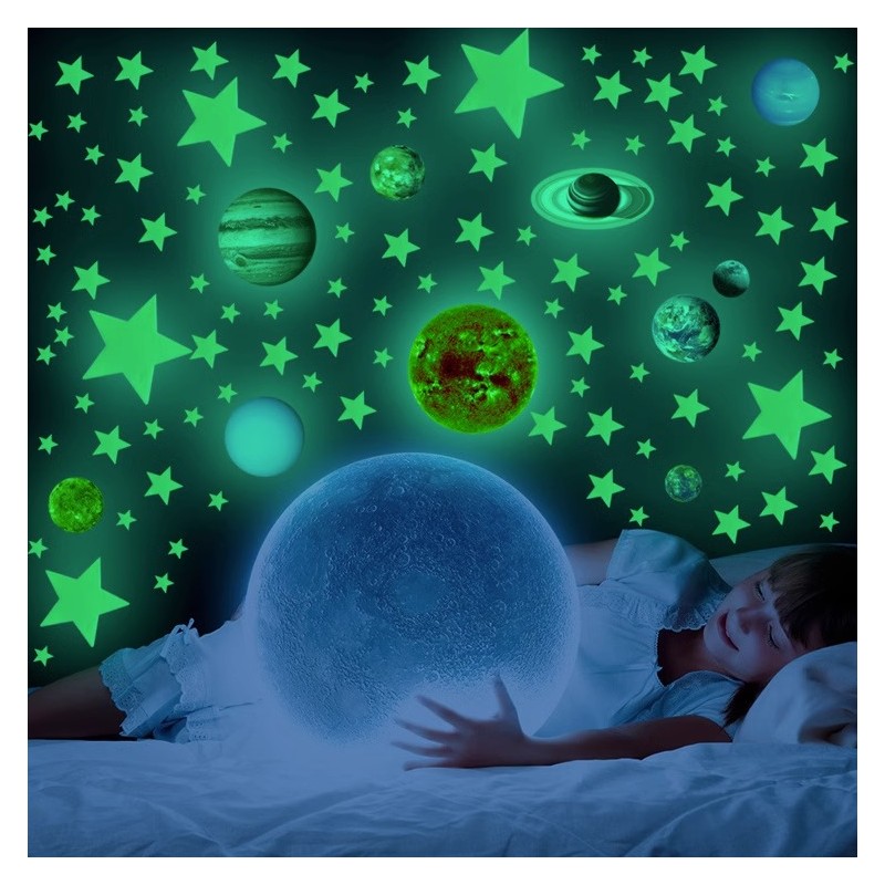 Fluorescent Luminous Stickers Stars Planets Space, 453 elements (3)