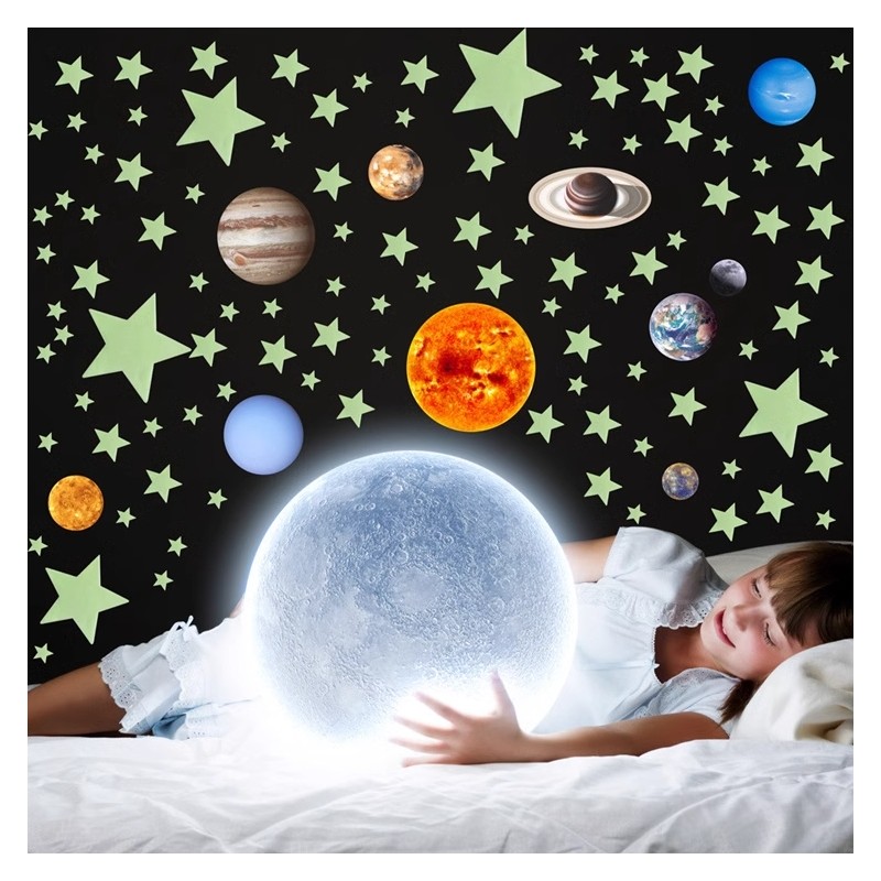 Fluorescent Luminous Stickers Stars Planets Space, 453 elements (4)