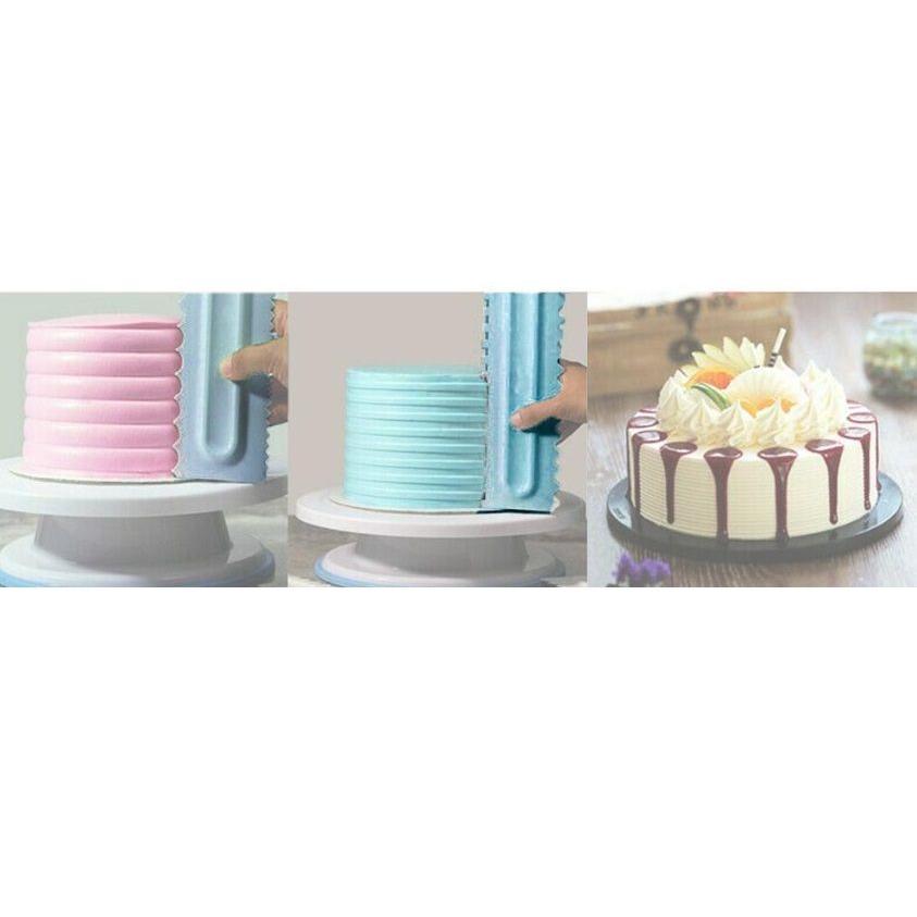 Plastic Spatula Icing Smoothers with Patterns for Decorating Cakes (4)