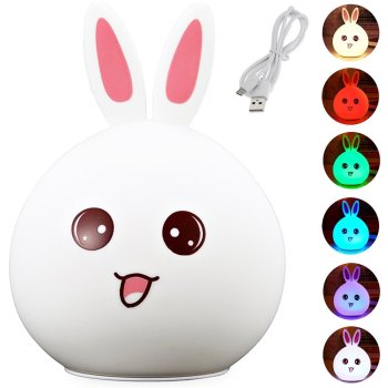 Kid's Silicone LED RGB Light Night Lamp, Rabbit